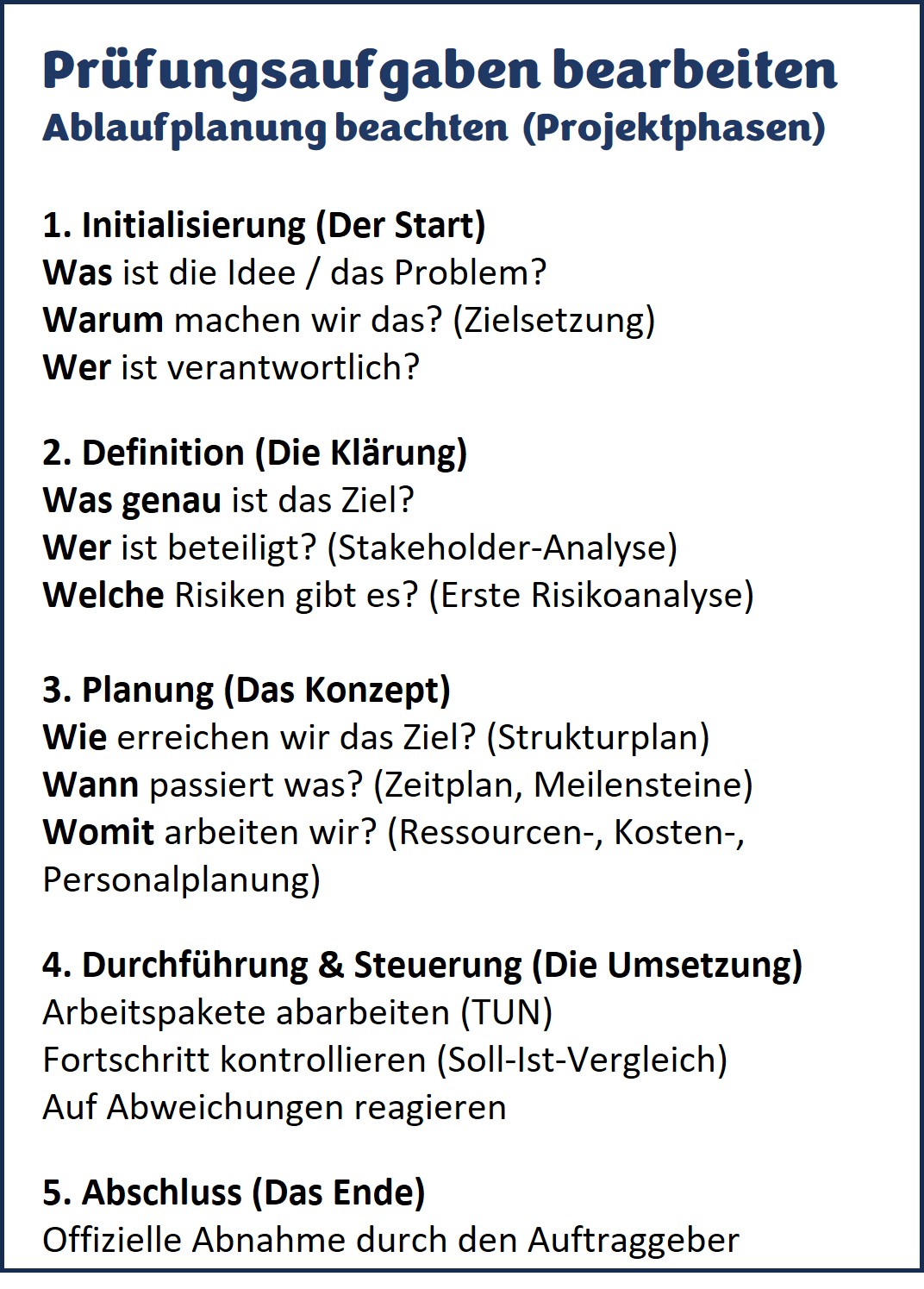 Ablaufplanung beachten